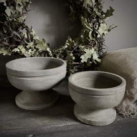 Houten bowl/ schaal op voet S ( Dia 14,5 cm)