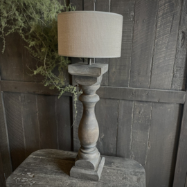 Houten XL balusterlamp inclusief kap  (H 70,5 cm)