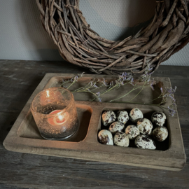 Houten 3-vaks tray (L 30 cm)