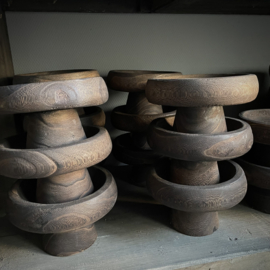 Houten schaal op voet (Ø 20 cm)