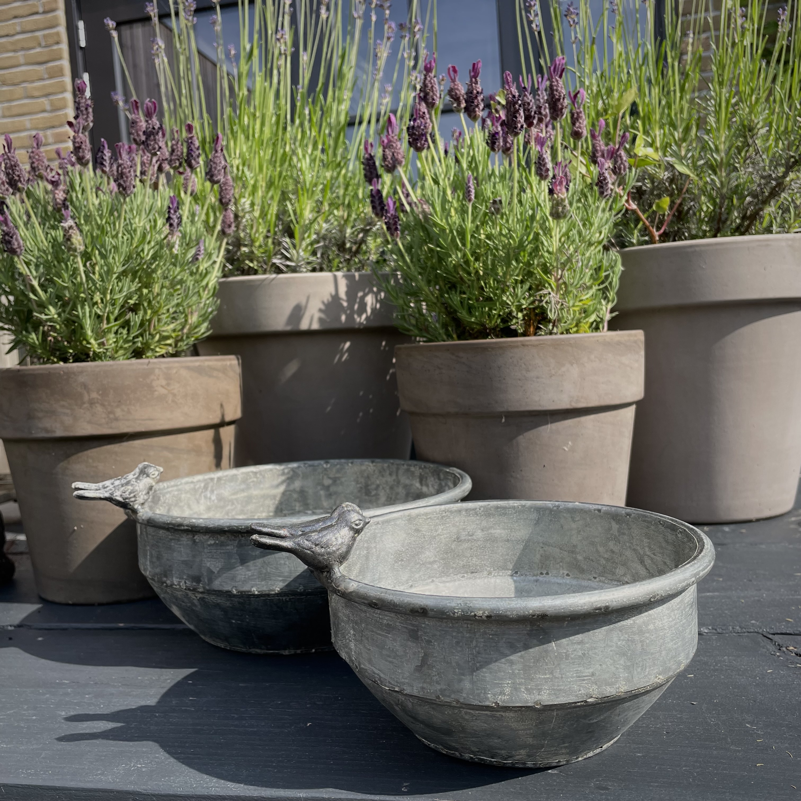 Zinken pot 'vogeltjes' M  (Dia 18 cm)