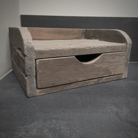 Houten console met 2-vaks lade  (Br 31,5 cm)