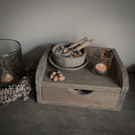 Houten console met 2-vaks lade  (Br 31,5 cm)