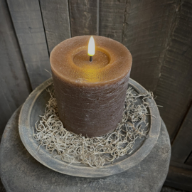 LED wax stompkaars 3D vlam Choco bruin ( dia 10 cm)