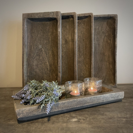 Langwerpige houten schaal (L 41 cm)