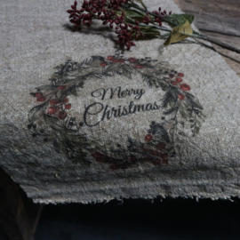 Shabby linnen  "Merry Christmas" krans (30x45 cm)