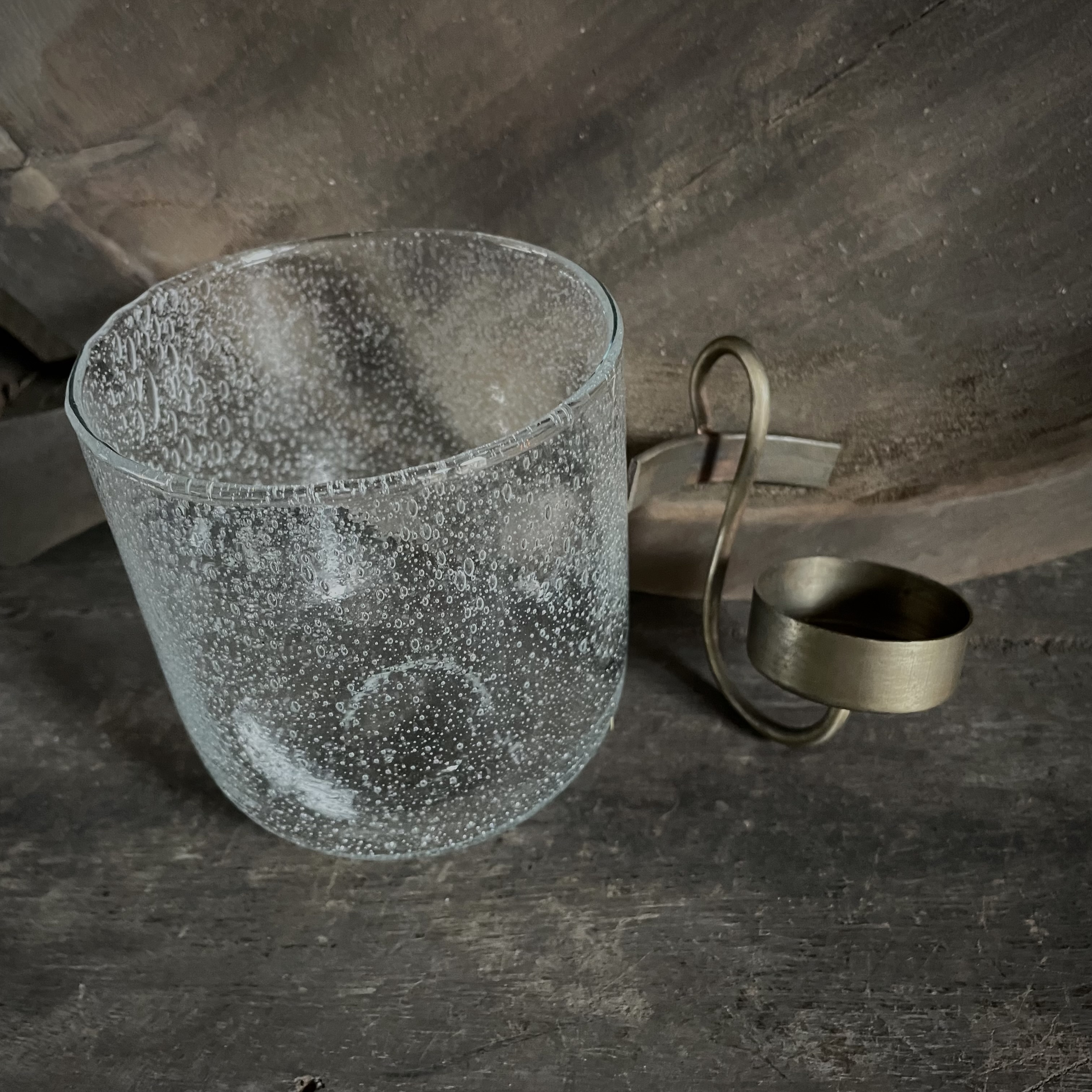 Set bubbel windlicht met glashaak (H 10,5 cm)