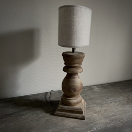 Massief houten balusterlamp  (H 49 cm)