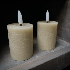 Set van 2 LED wax stompkaarsen bruin ( H 9,5 cm)