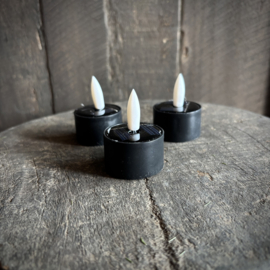 Set van 3 SOLAR  waxinekaarsjes zwart