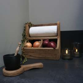 Houten keukenrolhouder 2-vaks.