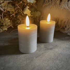 Set van 2 LED wax stompkaarsen grijs ( H 9,5 cm)