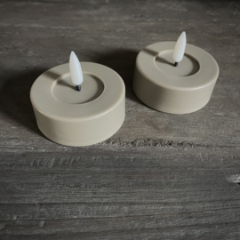 Set van 2 grote LED waxines 'Taupe' (Dia 7 cm)