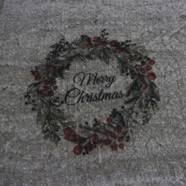 Shabby linnen  "Merry Christmas" krans (30x45 cm)