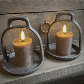 Set van 2 LED wax stompkaarsen Choco ( H 9,5 cm)