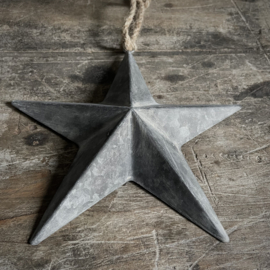 Metalen ster 'zink' aan touw 'M' (22 cm)