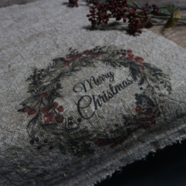 Shabby linnen  "Merry Christmas" krans (30x45 cm)