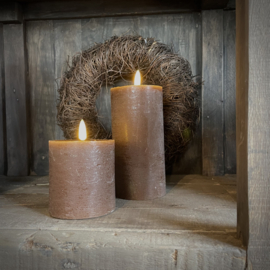 LED wax stompkaars choco bruin L ( H 15 cm)