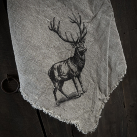 Shabby linnen Rendier 'zwart' (45x45 cm)