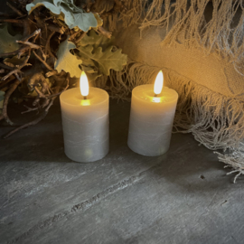 Set van 2 LED wax stompkaarsen grijs ( H 9,5 cm)
