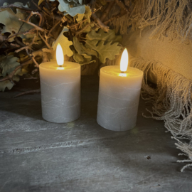 Set van 2 LED wax stompkaarsen grijs ( H 9,5 cm)