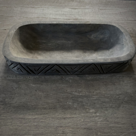 Langwerpige houten schaal 'Carved'