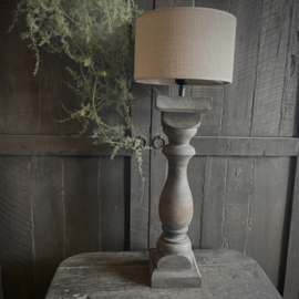 Houten XL balusterlamp inclusief kap  (H 70,5 cm)