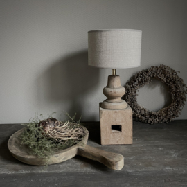 Unieke houten balusterlamp inclusief kap  (H 45 cm)