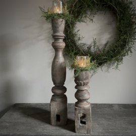Unieke houten baluster 'kandelaar' Nr 1 (H 65 cm)