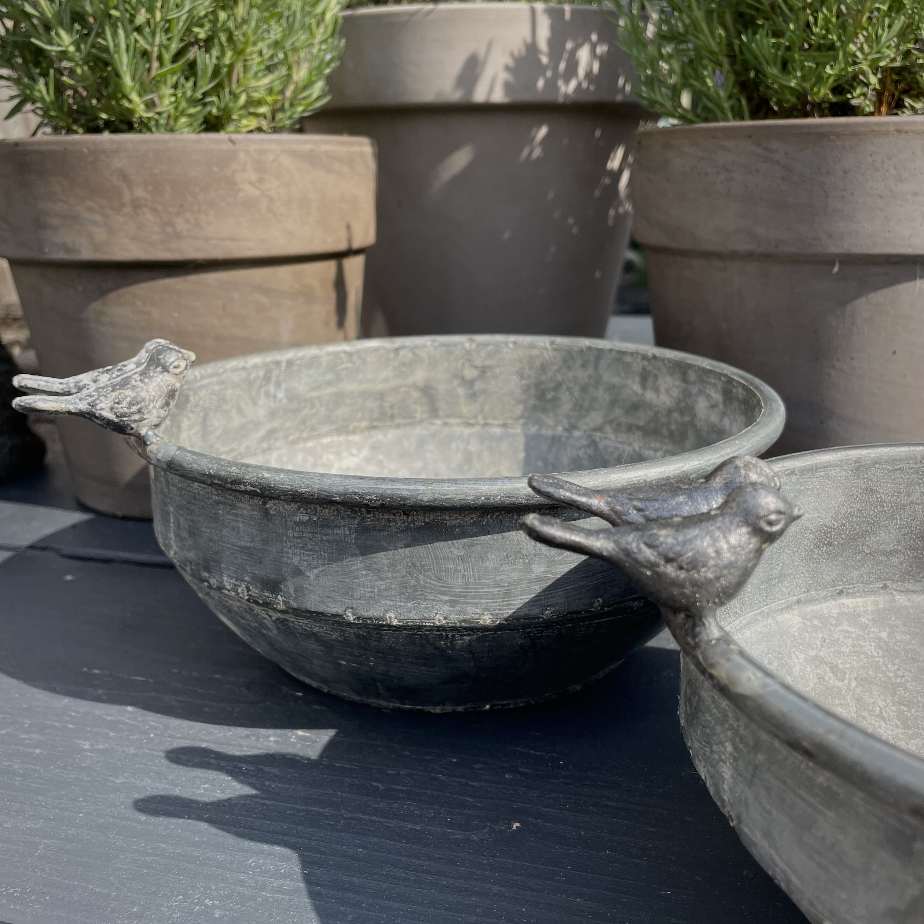 Zinken pot 'vogeltjes' M  (Dia 18 cm)