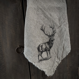 Shabby linnen Rendier 'zwart' (45x45 cm)