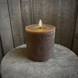 LED wax stompkaars 3D vlam Choco bruin ( dia 10 cm)