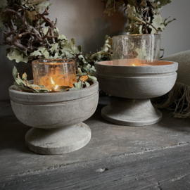 Houten bowl/ schaal op voet M ( Dia 18 cm)