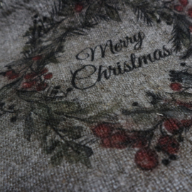 Shabby linnen  "Merry Christmas" krans (30x45 cm)