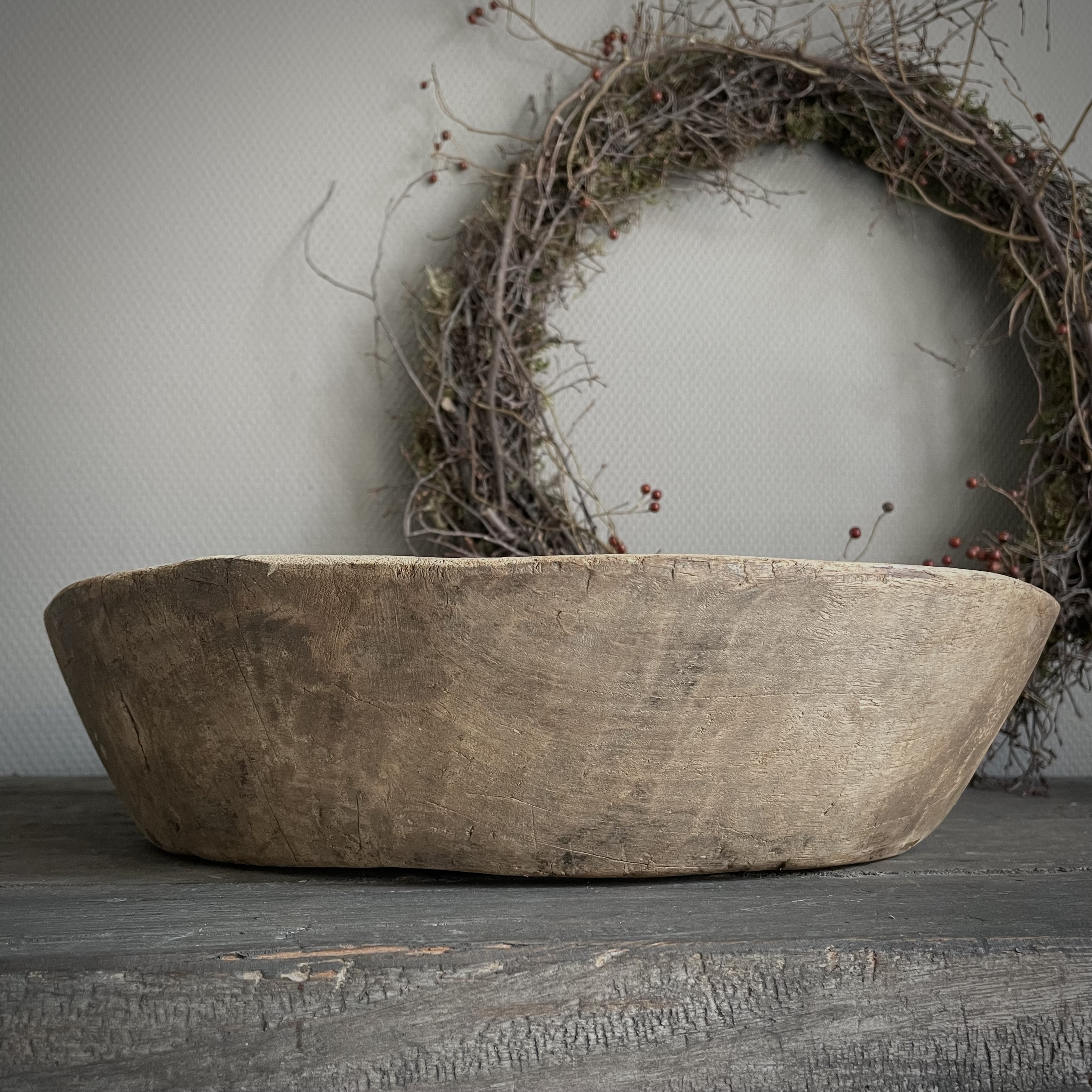 Oude houten schaal Nr 117  (Ø 40,5 cm)