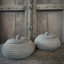 Houten pot met deksel (Dia 20 cm.)