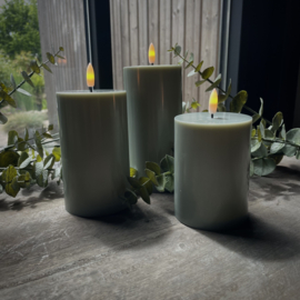 Set van 3 outdoor LED kaarsen 'Olijf groen'