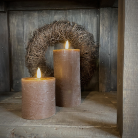 LED wax stompkaars choco bruin L ( H 15 cm)