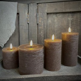 LED wax stompkaars 3D vlam Choco bruin ( dia 10 cm)