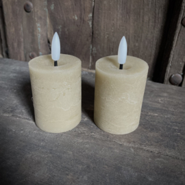Set van 2 LED wax stompkaarsen bruin ( H 9,5 cm)