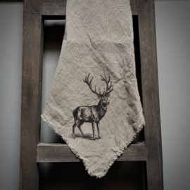 Shabby linnen Rendier 'zwart' (45x45 cm)
