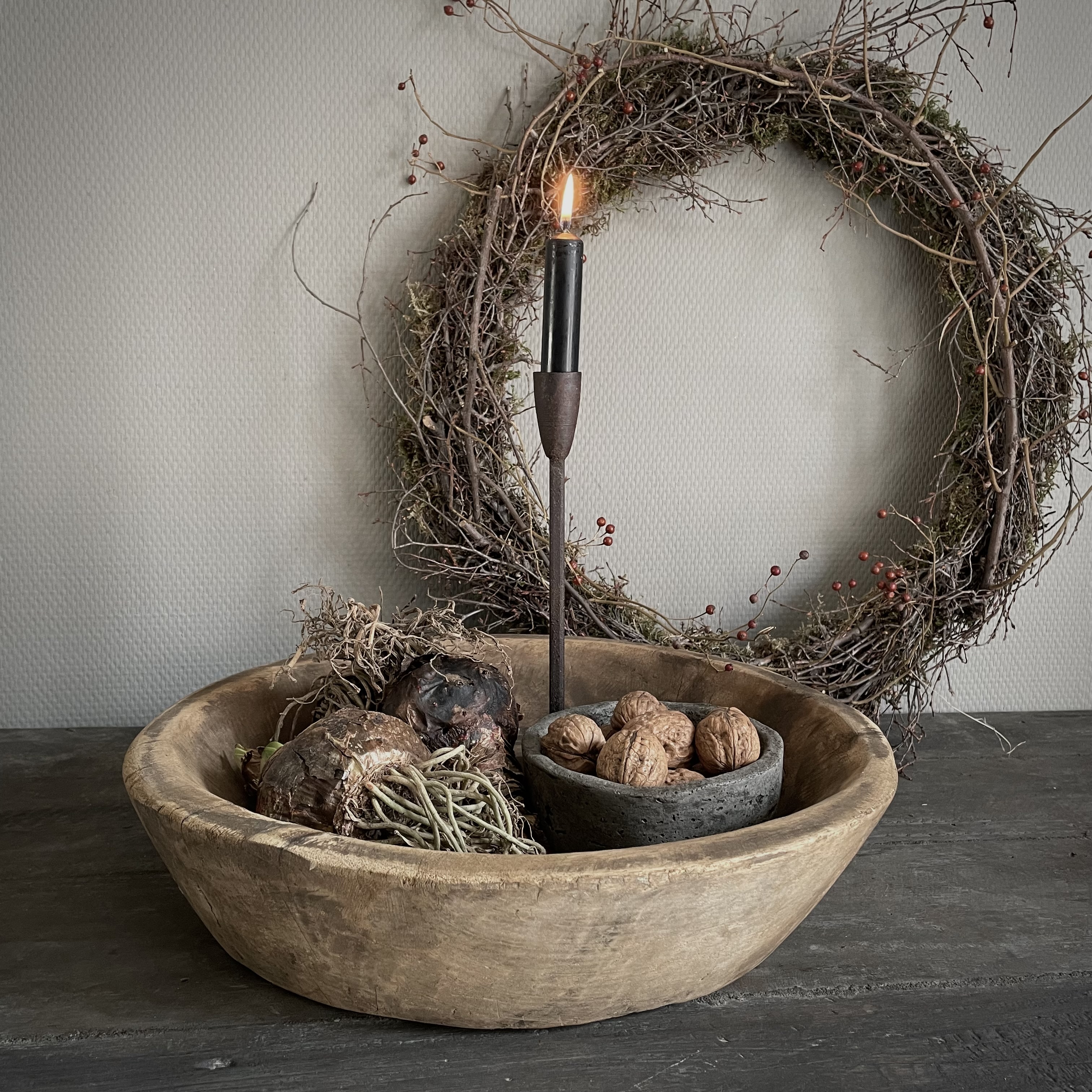 Oude houten schaal Nr 117  (Ø 40,5 cm)