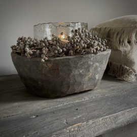 Oud houten bowl  (Ø 32,5 cm)