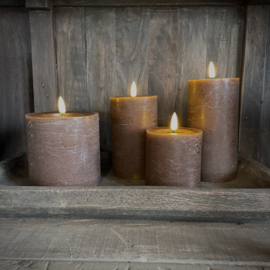 LED wax stompkaars 3D vlam Choco bruin ( dia 10 cm)