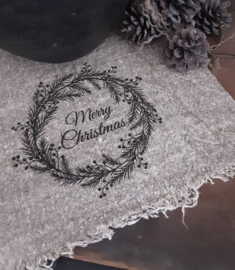 Shabby linnen  "Merry Christmas" krans (30x45 cm)