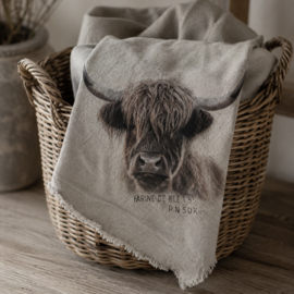 Shabby linnen Hooglander 'Farine' (45x45 cm)