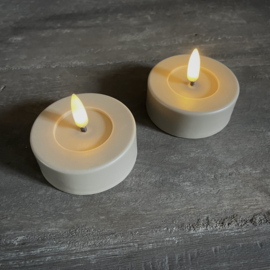 Set van 2 grote LED waxines 'Taupe' (Dia 7 cm)