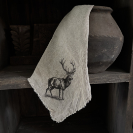Shabby linnen Rendier 'zwart' (45x45 cm)