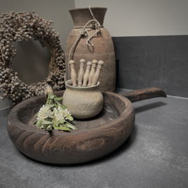 Houten schaal met handvat (L 44 cm)