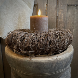 LED wax stompkaars choco bruin L ( H 15 cm)